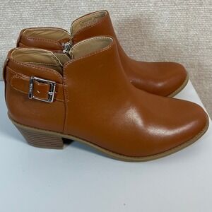 VIONIC Millie Leather Ankle Boots with‎ Buckle & Side Zipper Size 7 Cognac